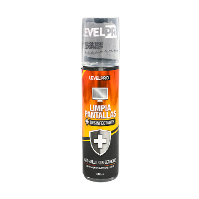 LIMPIADOR DE PANTALLAS MAS DESINFECTANTE LEVEL PRO ALTO BRILLO SIN GERMENES 200ML LAPTOPS / DESKTOP / SMARTPHONES / TABLETS